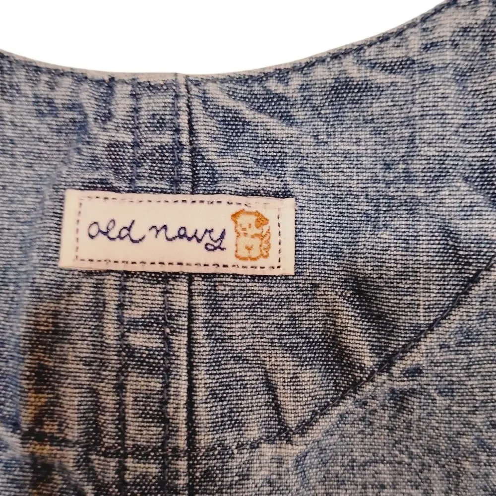 Vtg Baby Toddler 6-12 Months Old Navy Blue Jean Surfer Embroidered Romper 2005